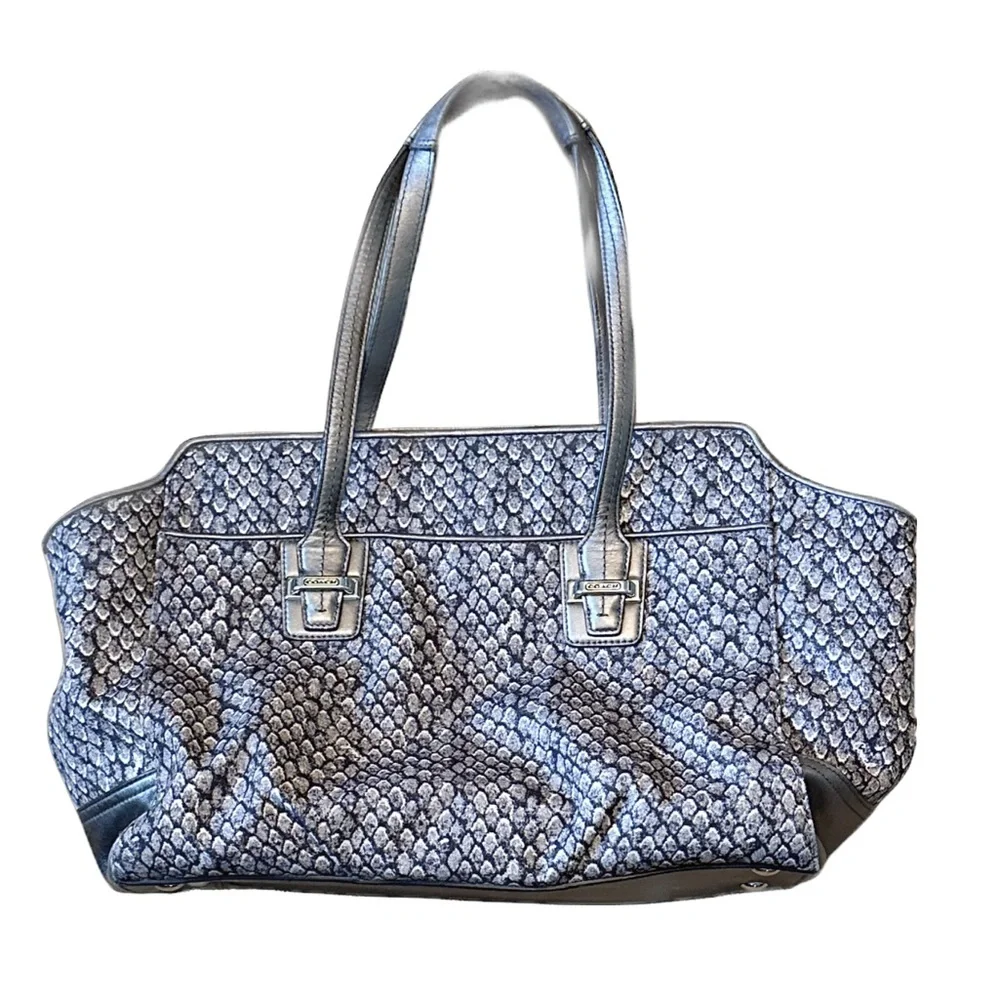 Grunge Glam Alt Gunmetal Gray Python Snake Coach Taylor Alexis Carryall Satchel